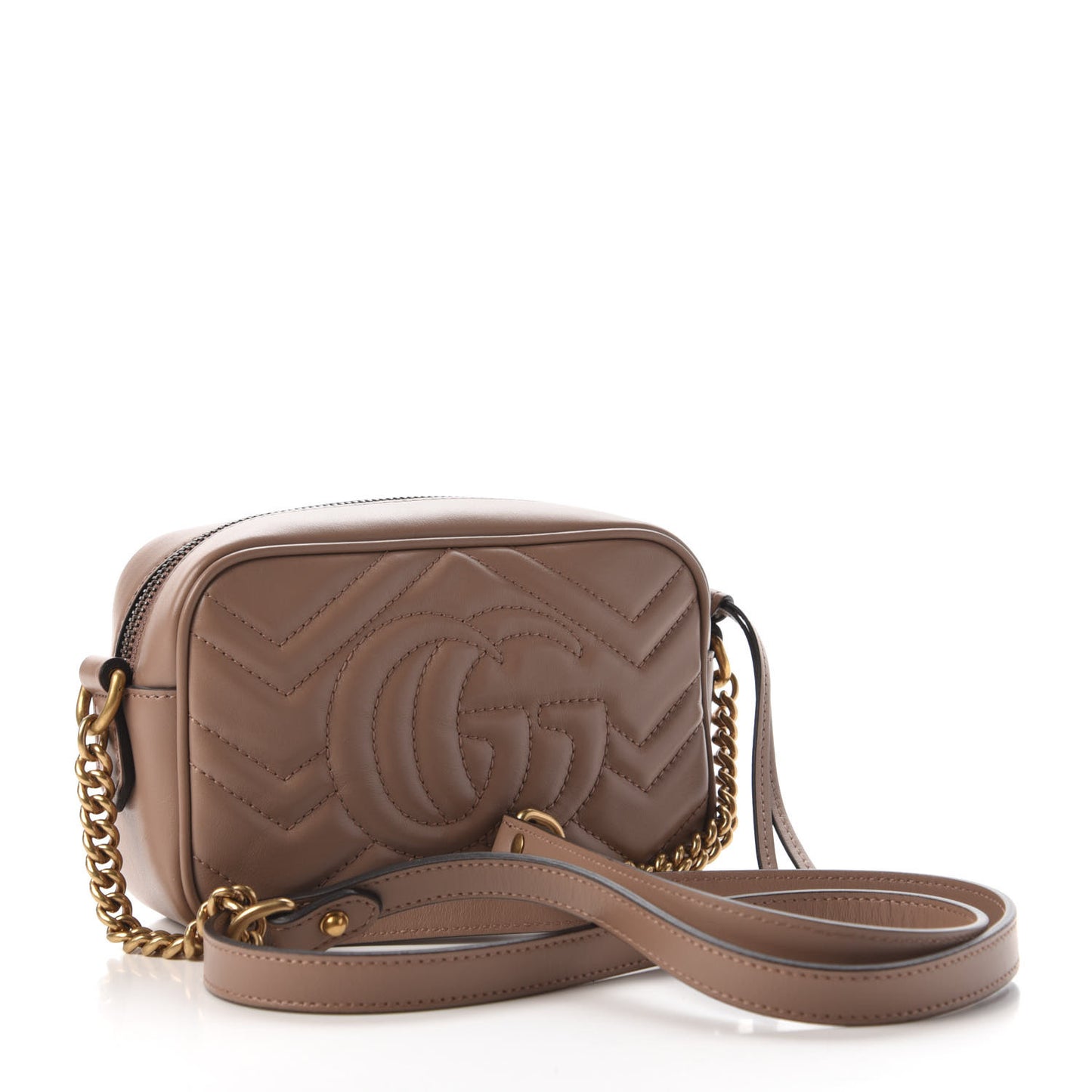 Calfskin Matelasse Mini GG Marmont Chain Shoulder Bag Porcelain Rose