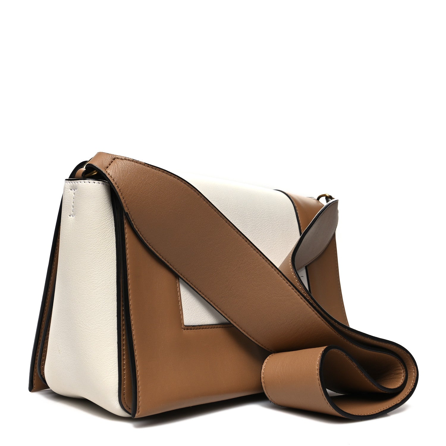 Celine Shiny Smooth Calfskin Medium Frame Shoulder Bag Tan Optic White 3 of 13