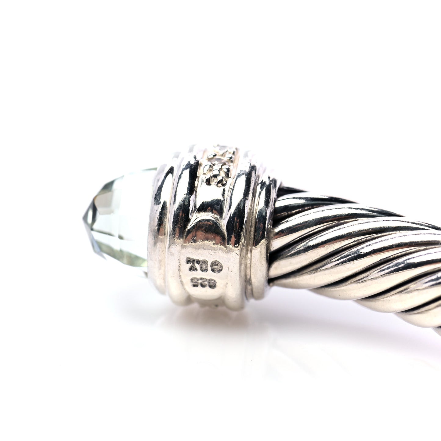 Sterling Silver Diamond Prasiolite 7mm Cable Classics Bracelet