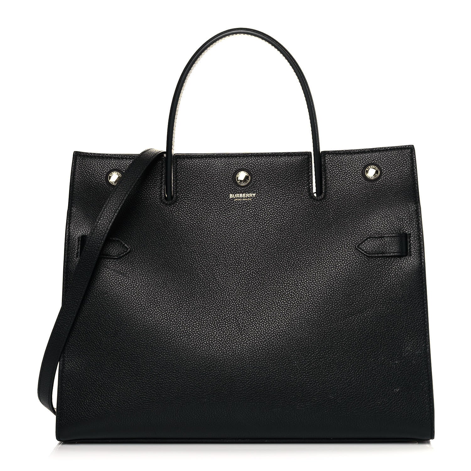 Burberry Grainy Calfskin Medium Title Bag Black 1 of 13