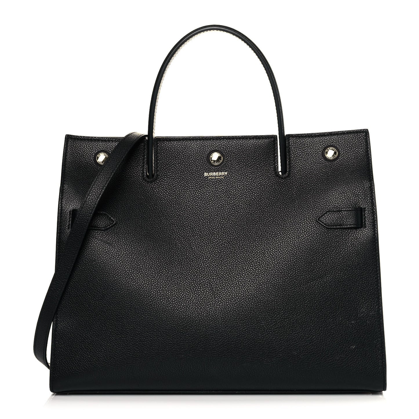Grainy Calfskin Medium Title Bag Black