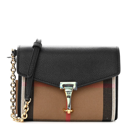 Burberry Derby Calfskin House Check Baby Macken Crossbody Bag Black 1 of 8