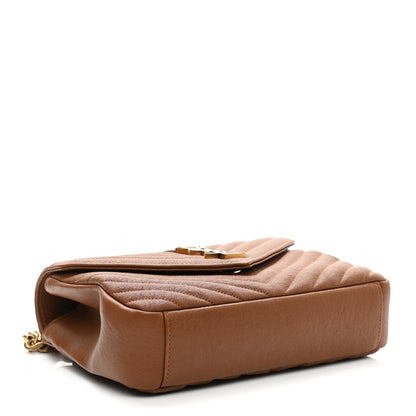 Saint Laurent Sheepskin Matelasse Chevron Monogram Medium College Bag Brick 4 of 10