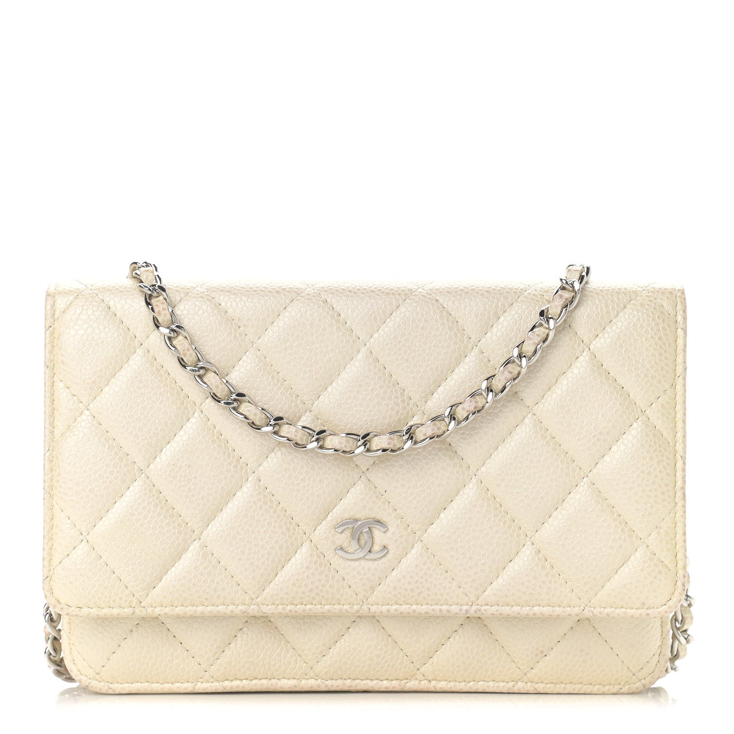 Chanel Iridescent Caviar Quilted Wallet On Chain WOC Ivory 1 of 15