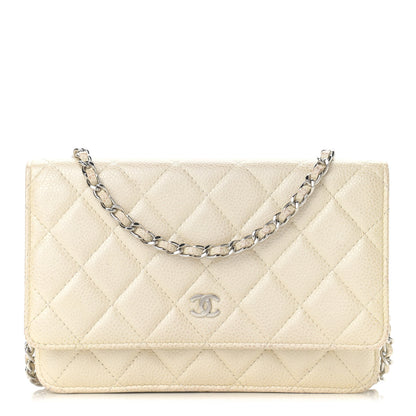 Chanel Iridescent Caviar Quilted Wallet On Chain WOC Ivory 1 of 15