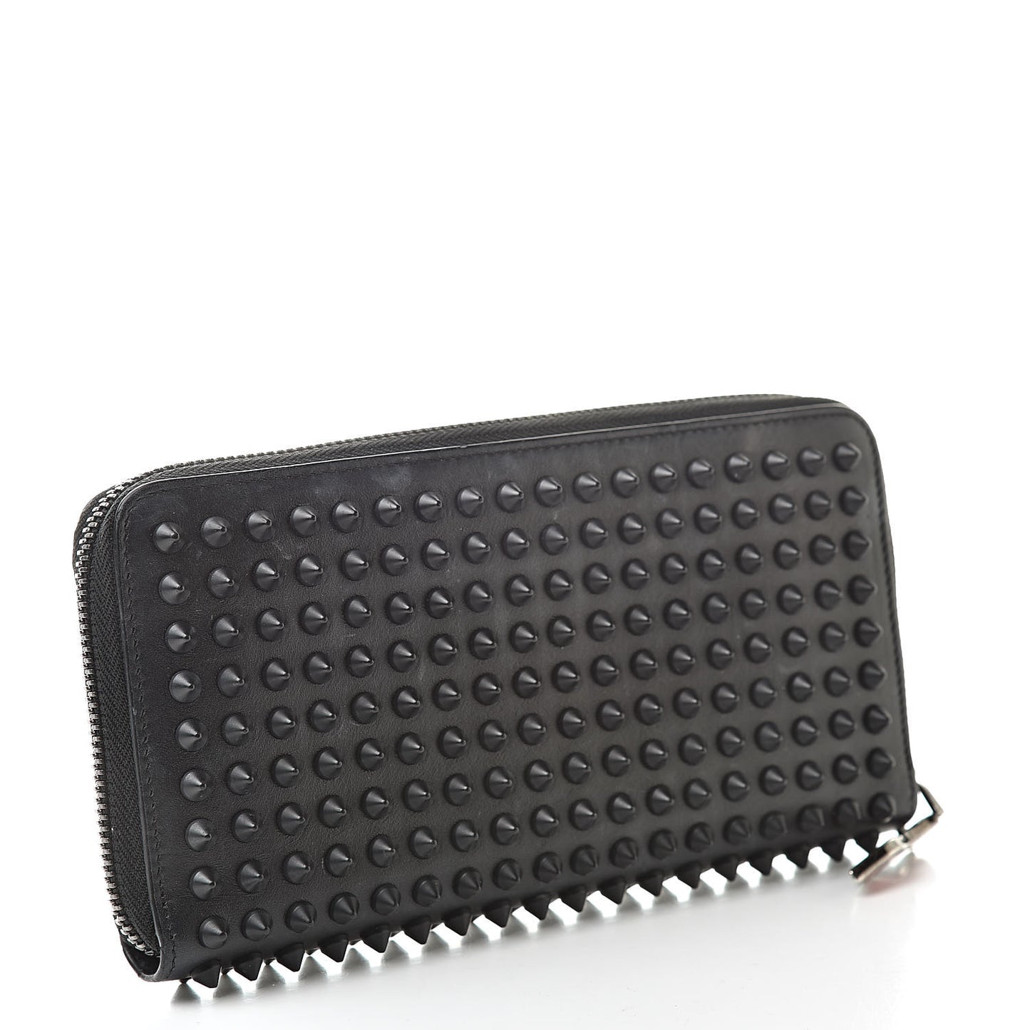 Calfskin Panettone Spiked Zip Around Wallet Black