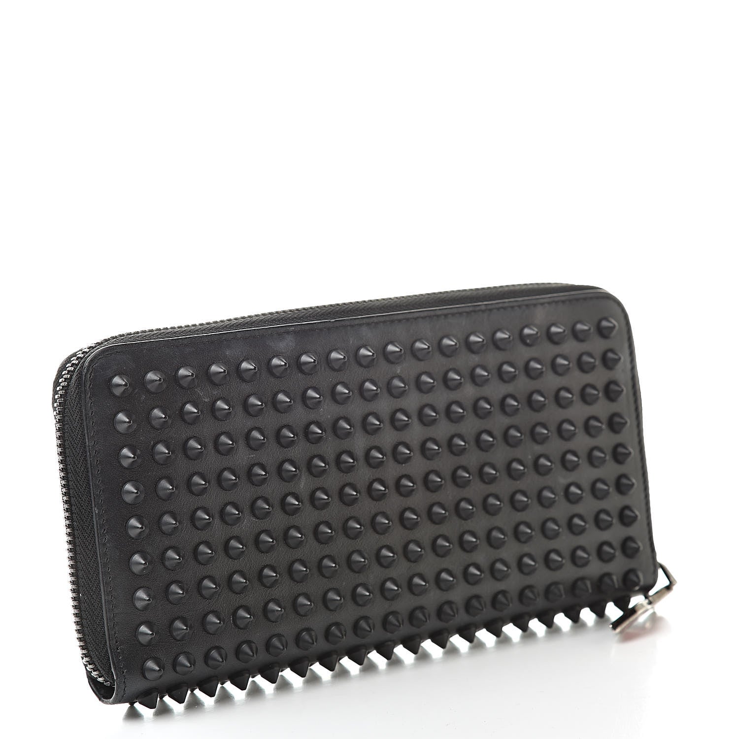 Christian Louboutin Calfskin Panettone Spiked Zip Around Wallet Black 3 of 10