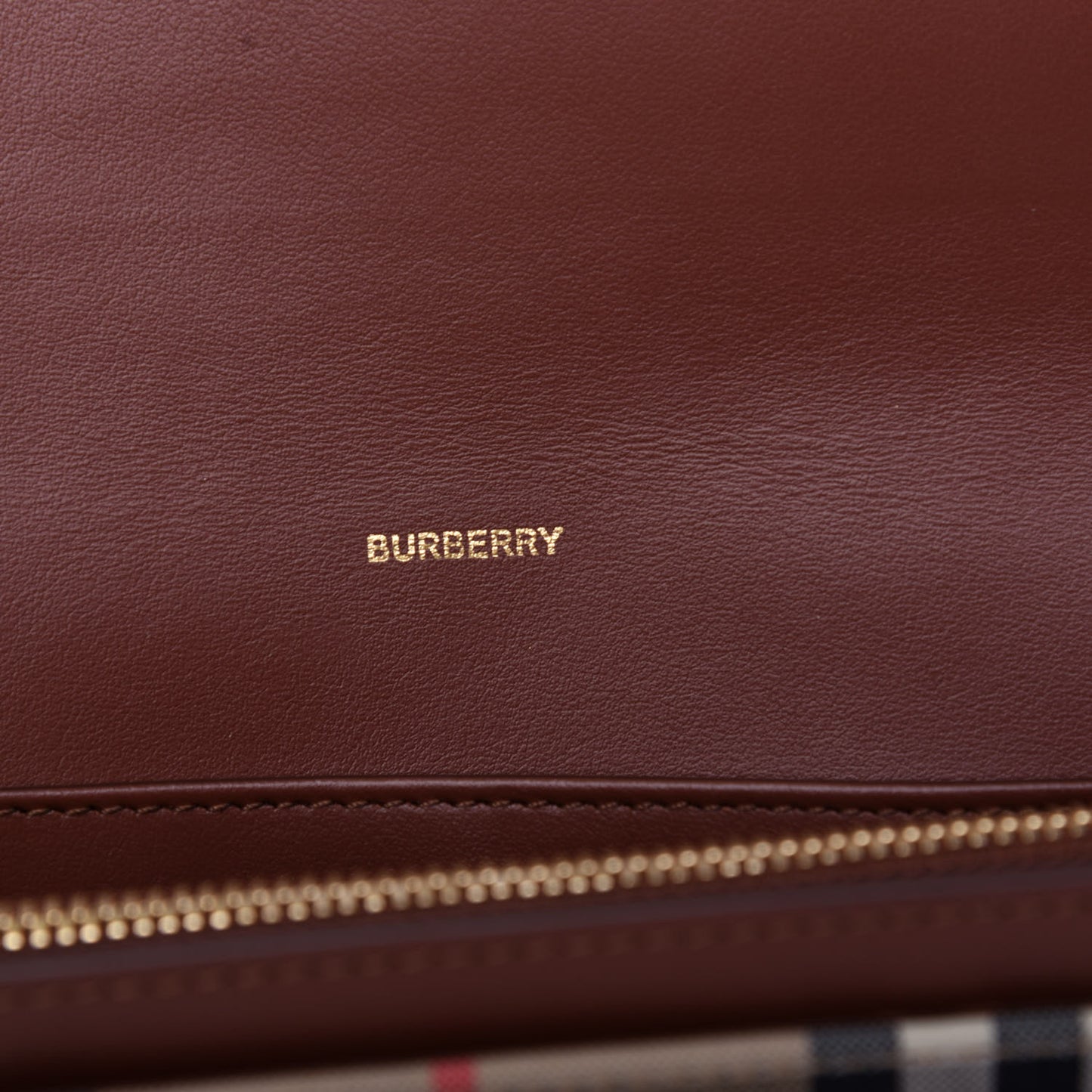BURBERY Calfskin Vintage Check Continental Wallet Tan