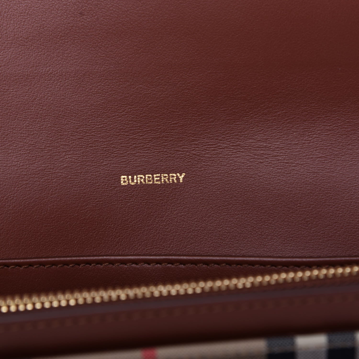 Burberry BURBERY Calfskin Vintage Check Continental Wallet Tan 6 of 7