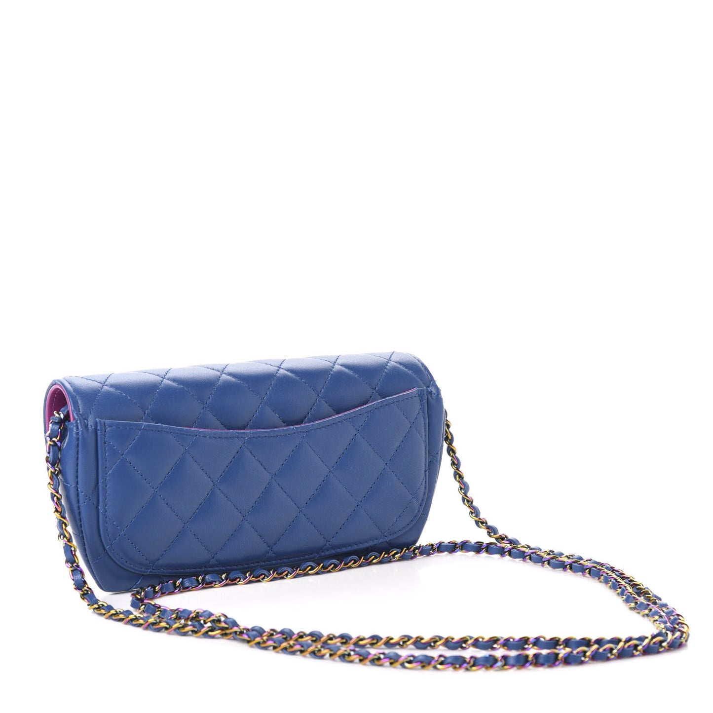 Lambskin Quilted Glasses Case With Chain Blue Purple