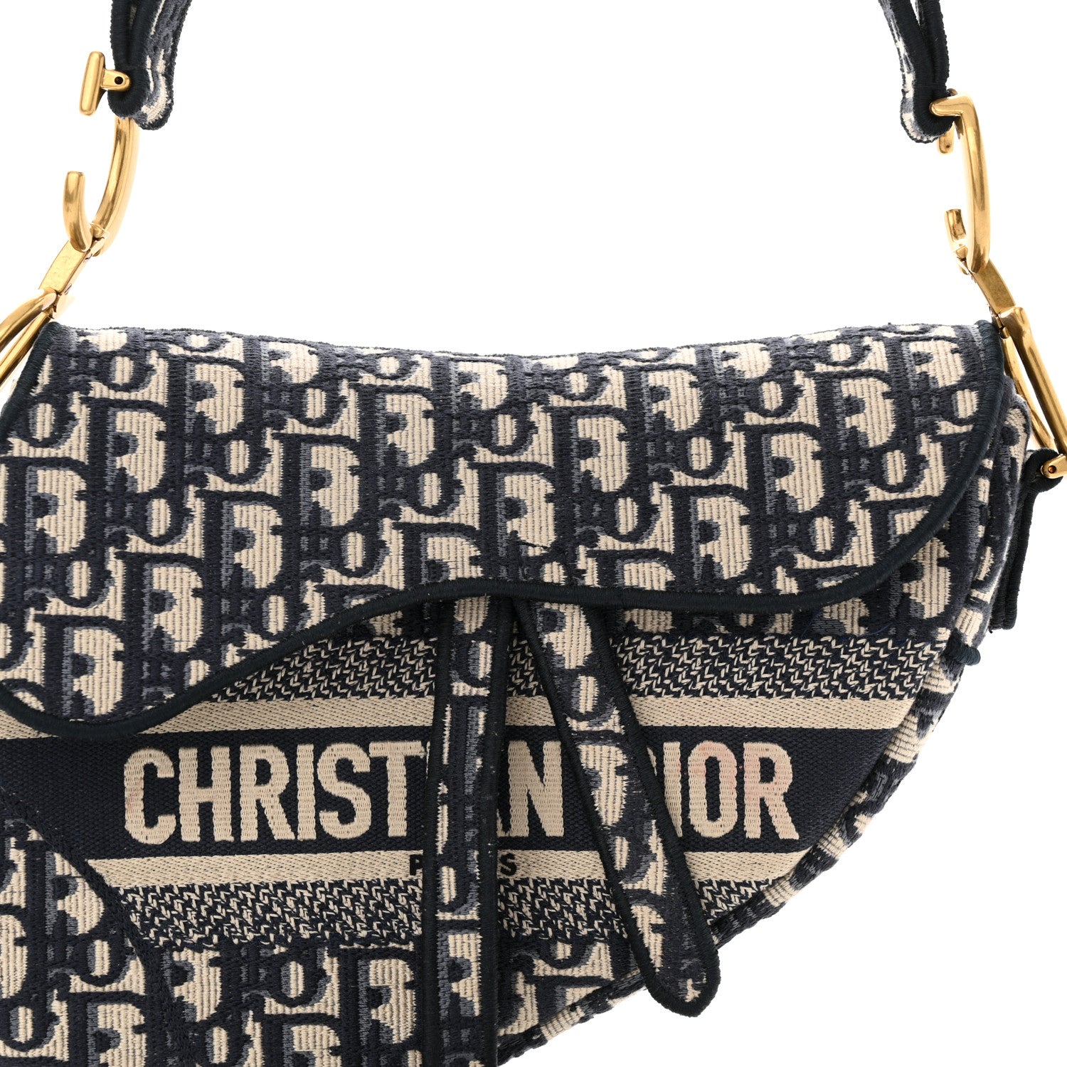 Christian Dior Oblique Embroidered Saddle Bag Blue 8 of 11