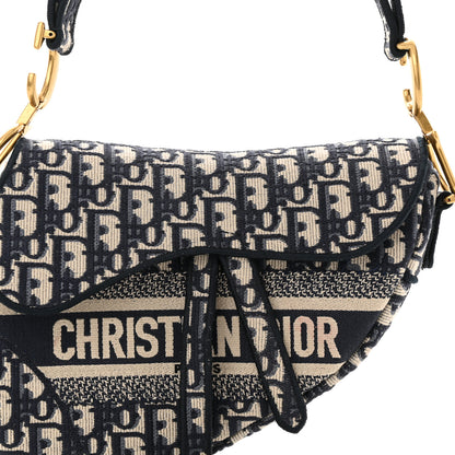Christian Dior Oblique Embroidered Saddle Bag Blue 8 of 11