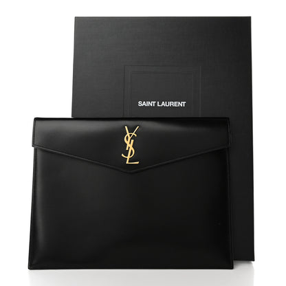 Saint Laurent Smooth Shiny Calfskin Monogram Uptown Baby Pouch Black 9 of 9
