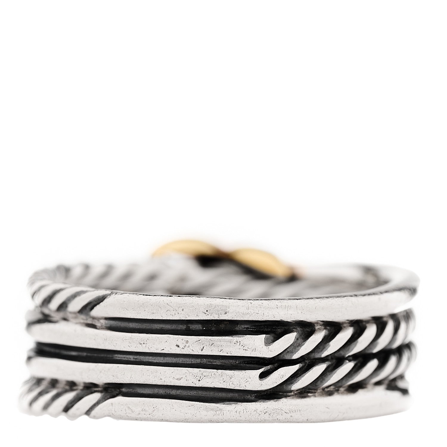 David Yurman Sterling Silver 18K Yellow Gold 6mm X Crossover Ring 50 5.25 3 of 5
