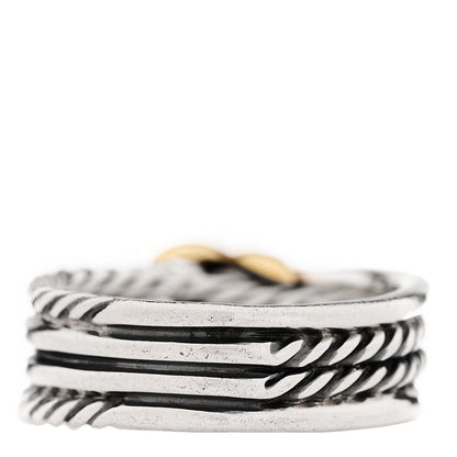 David Yurman Sterling Silver 18K Yellow Gold 6mm X Crossover Ring 50 5.25 3 of 5
