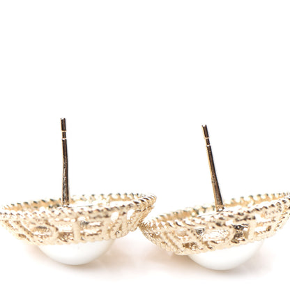Chanel Pearl CC Round Rope Logo Earrings Gold 3 of 5