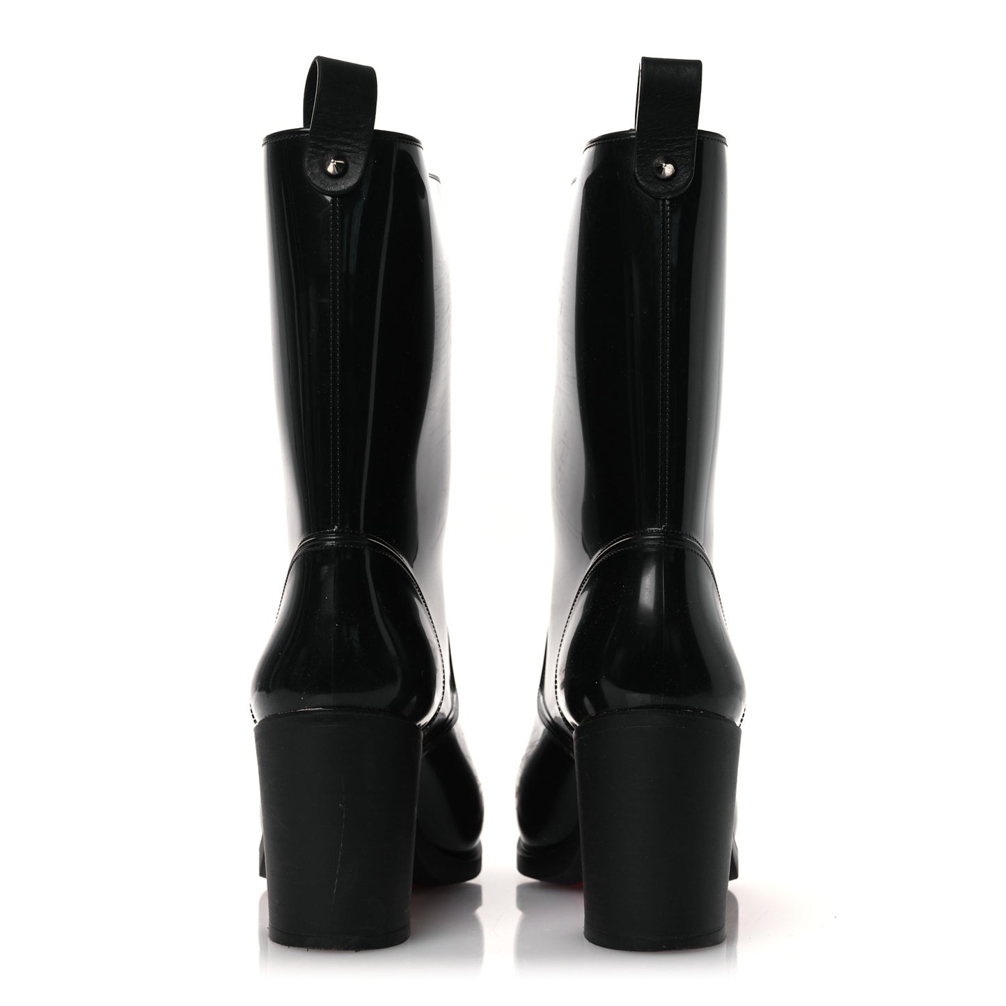 Recycled PVC Calfskin Loubirain 70 Boots 37 Black