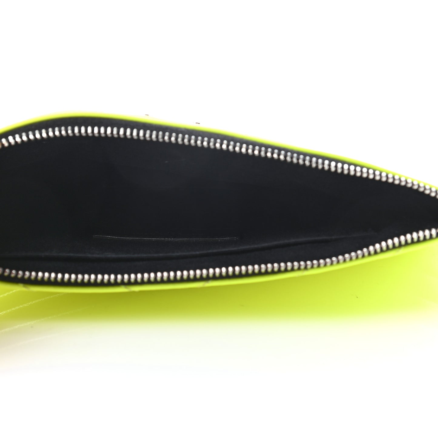 Patent Grain De Poudre Matelasse Chevron Monogram Bill Pouch Neon Yellow