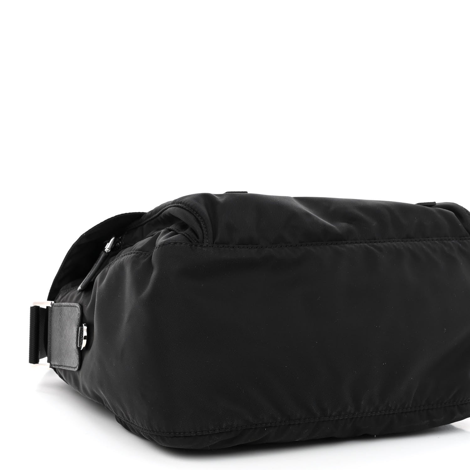 Prada Re-Nylon Vela Saffiano Pocket Double Buckle Messenger Shoulder Bag Black 9 of 11