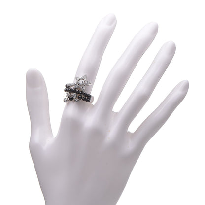 Chanel 18K White Gold Diamond Black Spinel Comete Ring 52 6 2 of 8