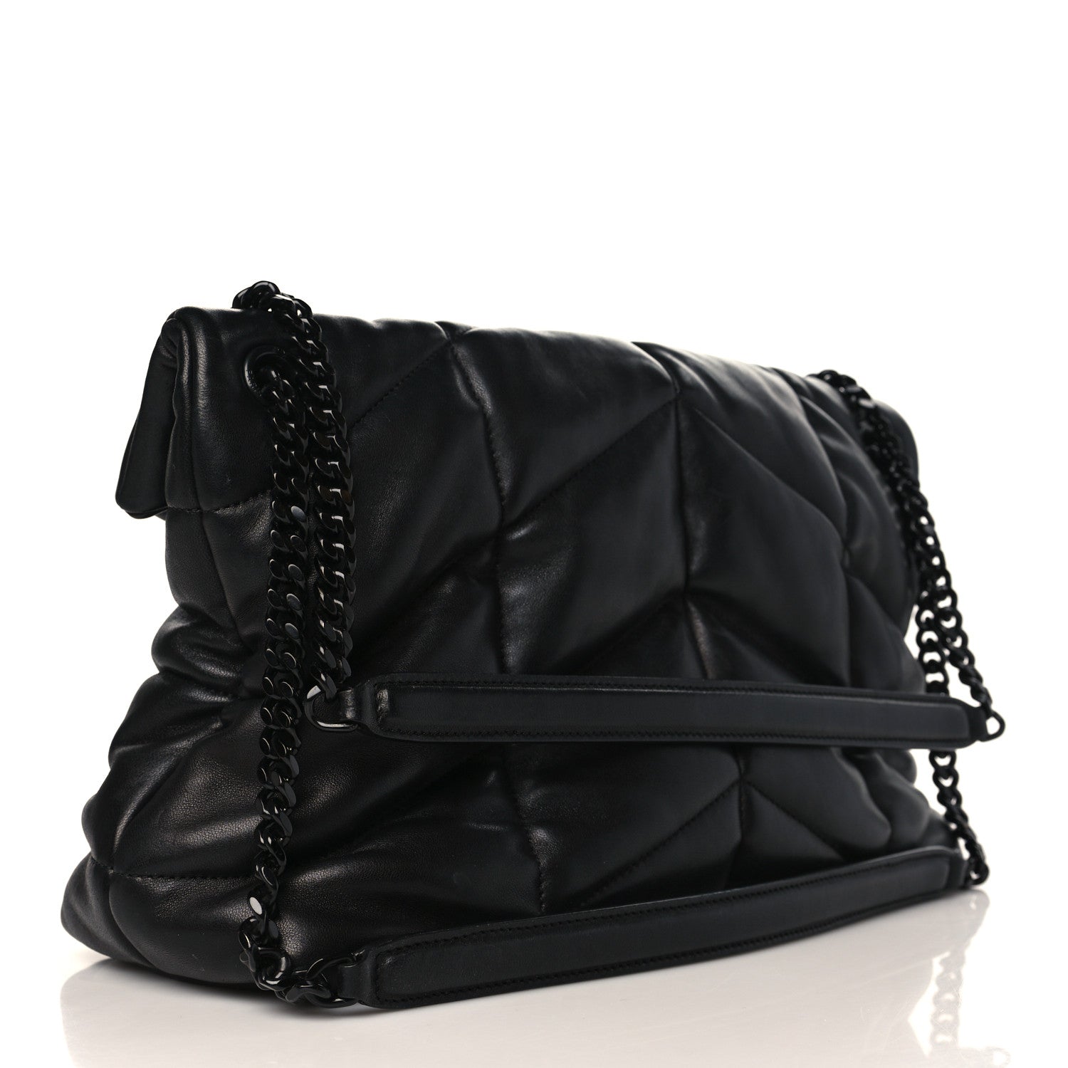 Saint Laurent Lambskin Quilted Monogram Monochrome Small Loulou Puffer Chain Satchel Black 3 of 10