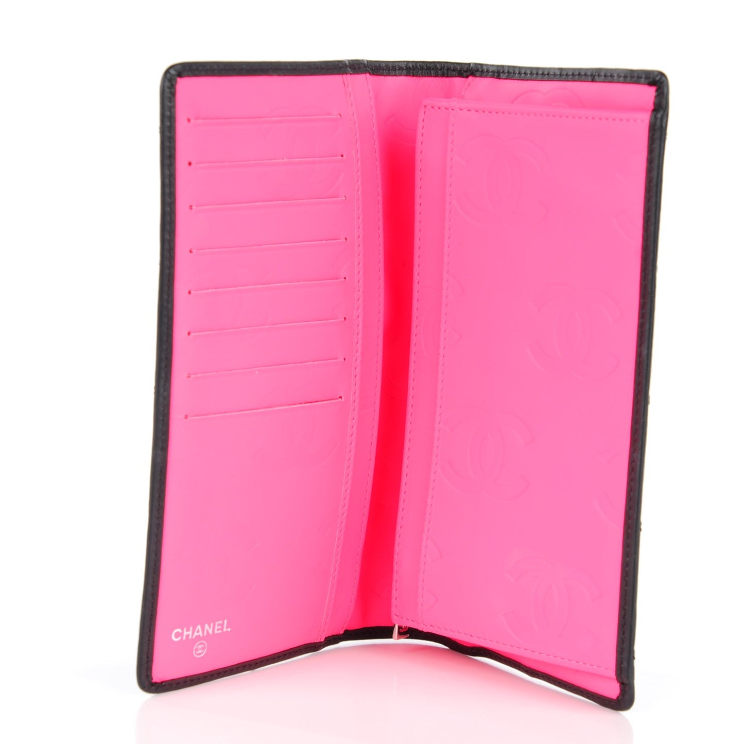 Calfskin Quilted Cambon Yen Wallet Black