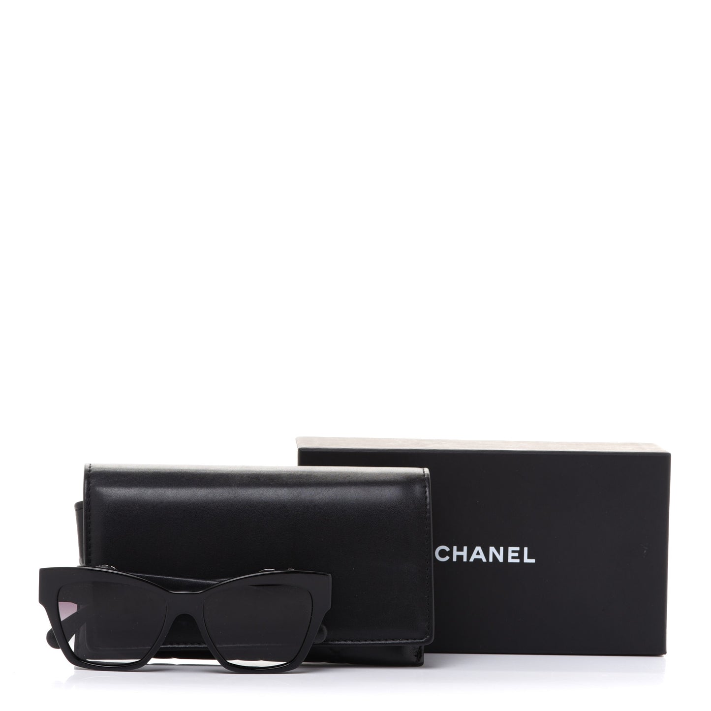 Acetate Square Cat Eye CC Sunglasses 5456 Black