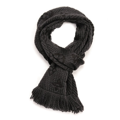 Louis Vuitton Wool Silk Logomania Scarf Charcoal Grey 1 of 4