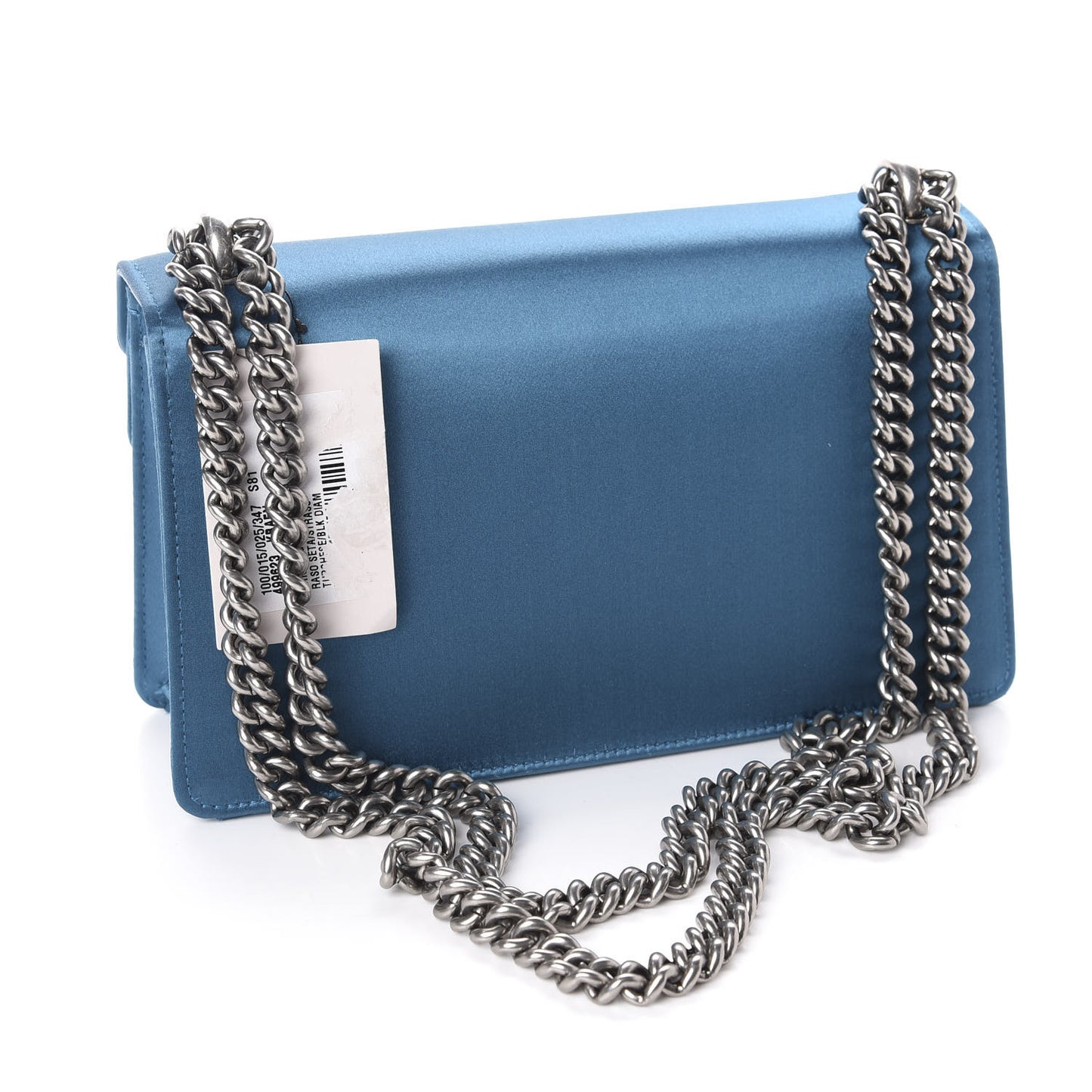Satin Silk Crystal Small Dionysus Shoulder Bag Turchese Black Diamond