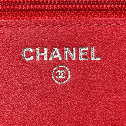 Chanel Caviar Sevruga Wallet on Chain WOC Red 6 of 10