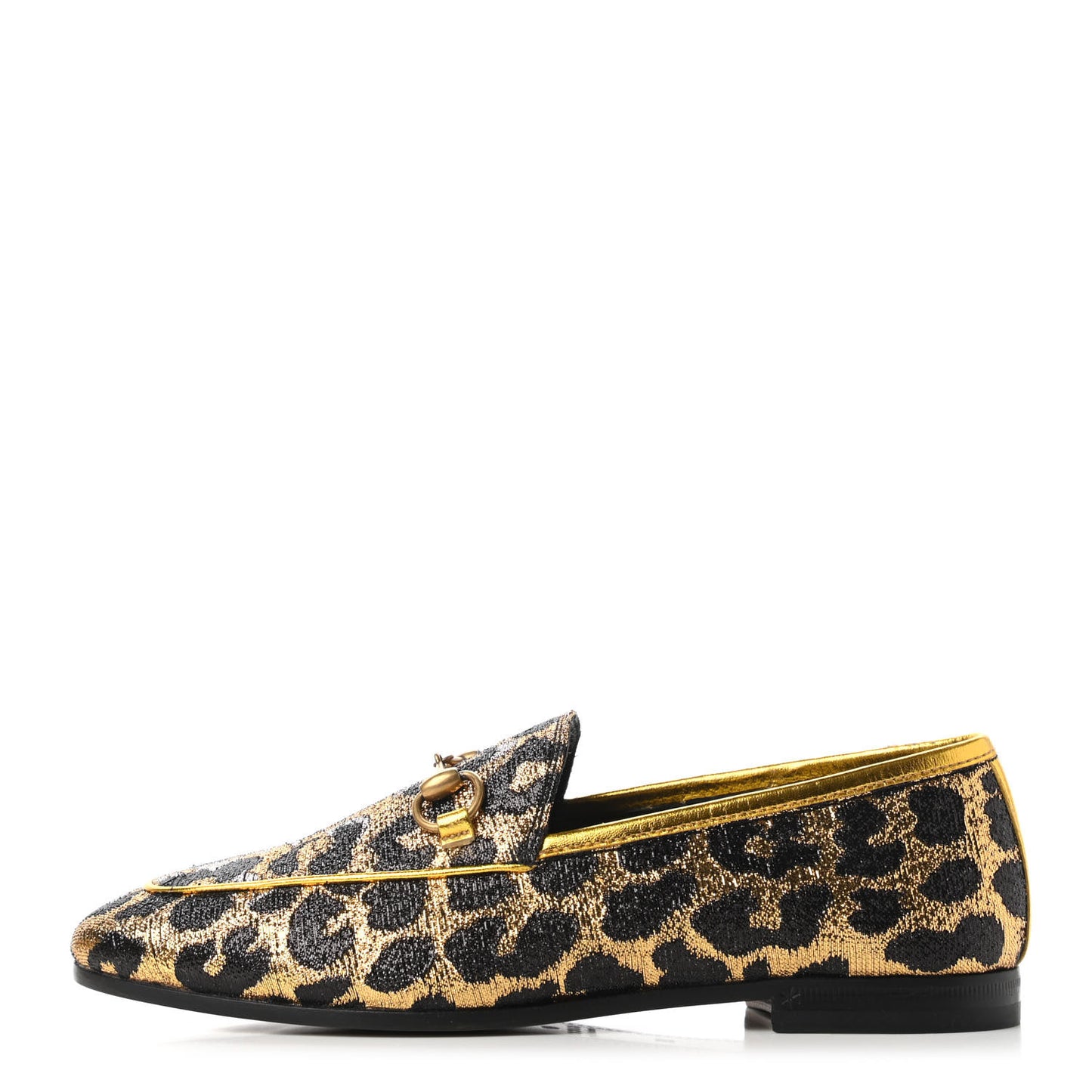 Jacquard Leopard Print Horsebit Womens Jordaan Loafers 35 Gold