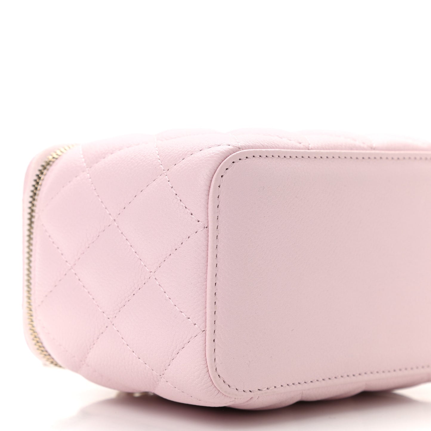 Caviar Quilted Small Tiny CC Vanity Case With Chain Light Pink