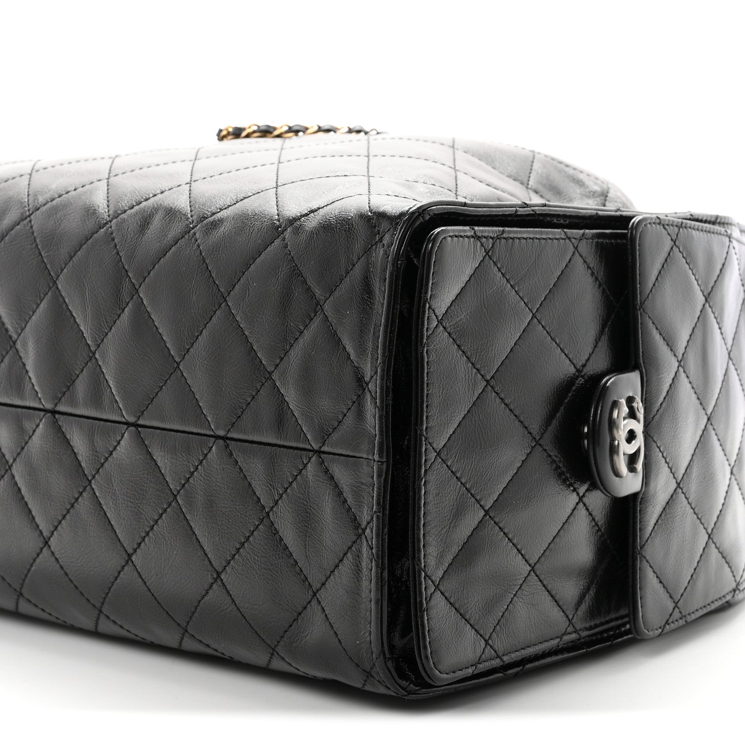 Chanel Shiny Crumpled Calfskin Quilted Medium Chanel 25 Handbag Black 11 of 11