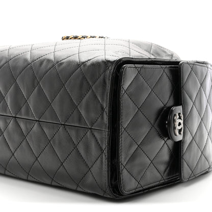 Chanel Shiny Crumpled Calfskin Quilted Medium Chanel 25 Handbag Black 11 of 11