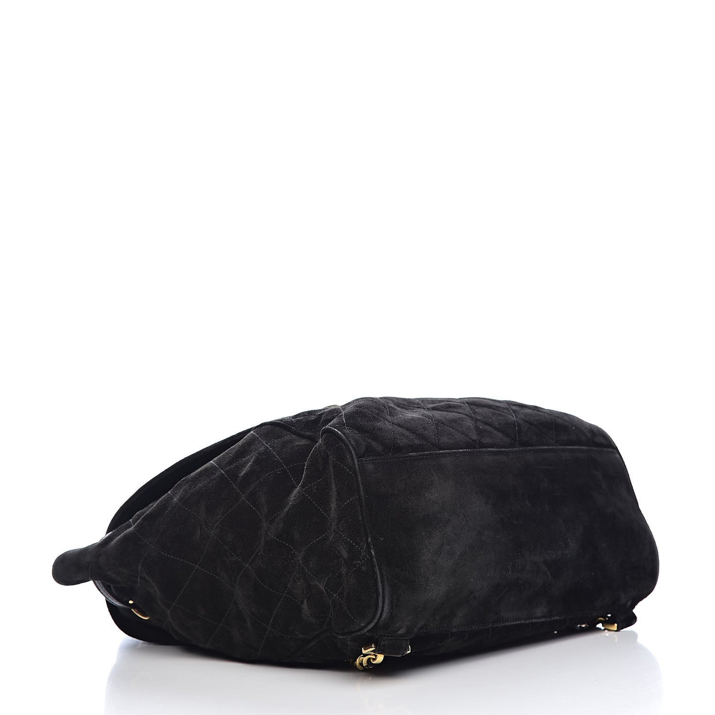 Suede Quilted Drawstring Backpack Black