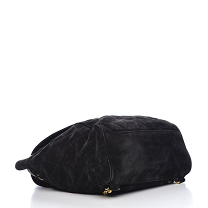 Chanel Suede Quilted Drawstring Backpack Black 4 of 10
