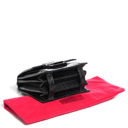 Valentino Garavani Lizard Va Va Voom Crystal Stud Shoulder Bag So Black 4 of 7
