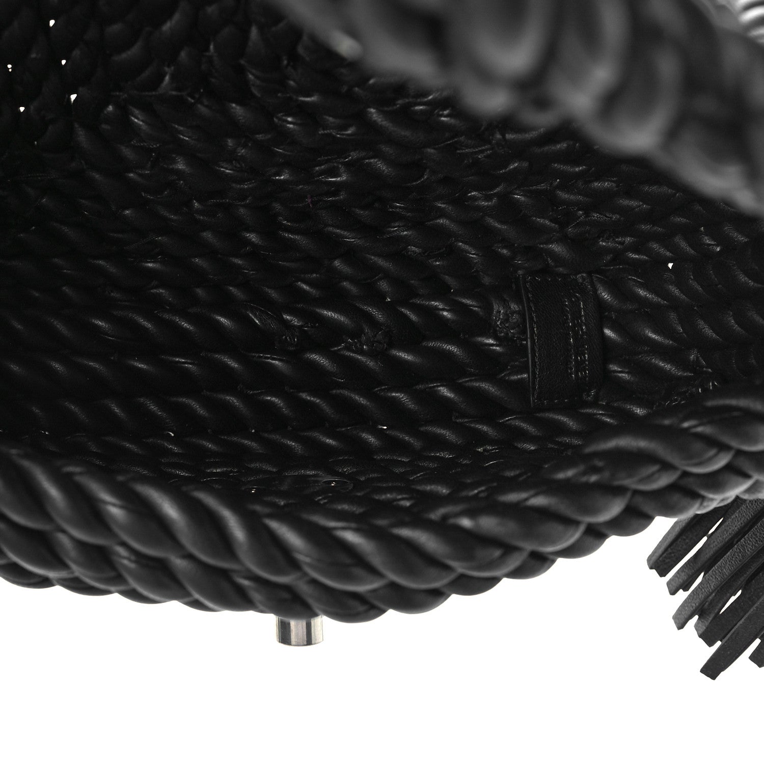 Bottega Veneta Lambskin Torchon Tasseled Twisted Shoulder Bag Black 5 of 8