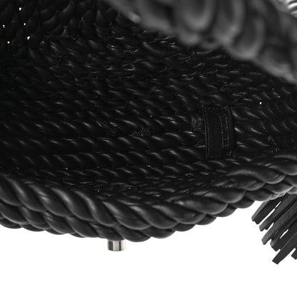 Bottega Veneta Lambskin Torchon Tasseled Twisted Shoulder Bag Black 5 of 8