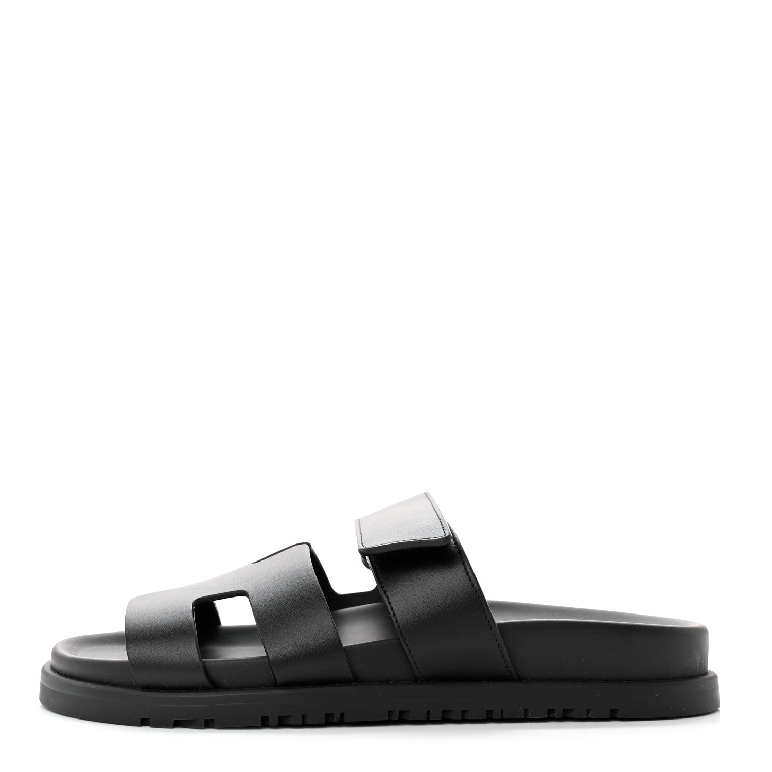 Hermes Calfskin Womens Chypre Sandals 35.5 Black 1 of 8
