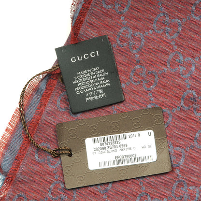 Gucci Wool Silk GG Monogram GGWeblong Fringe Scarf Lacquer Sky Blue 6 of 7