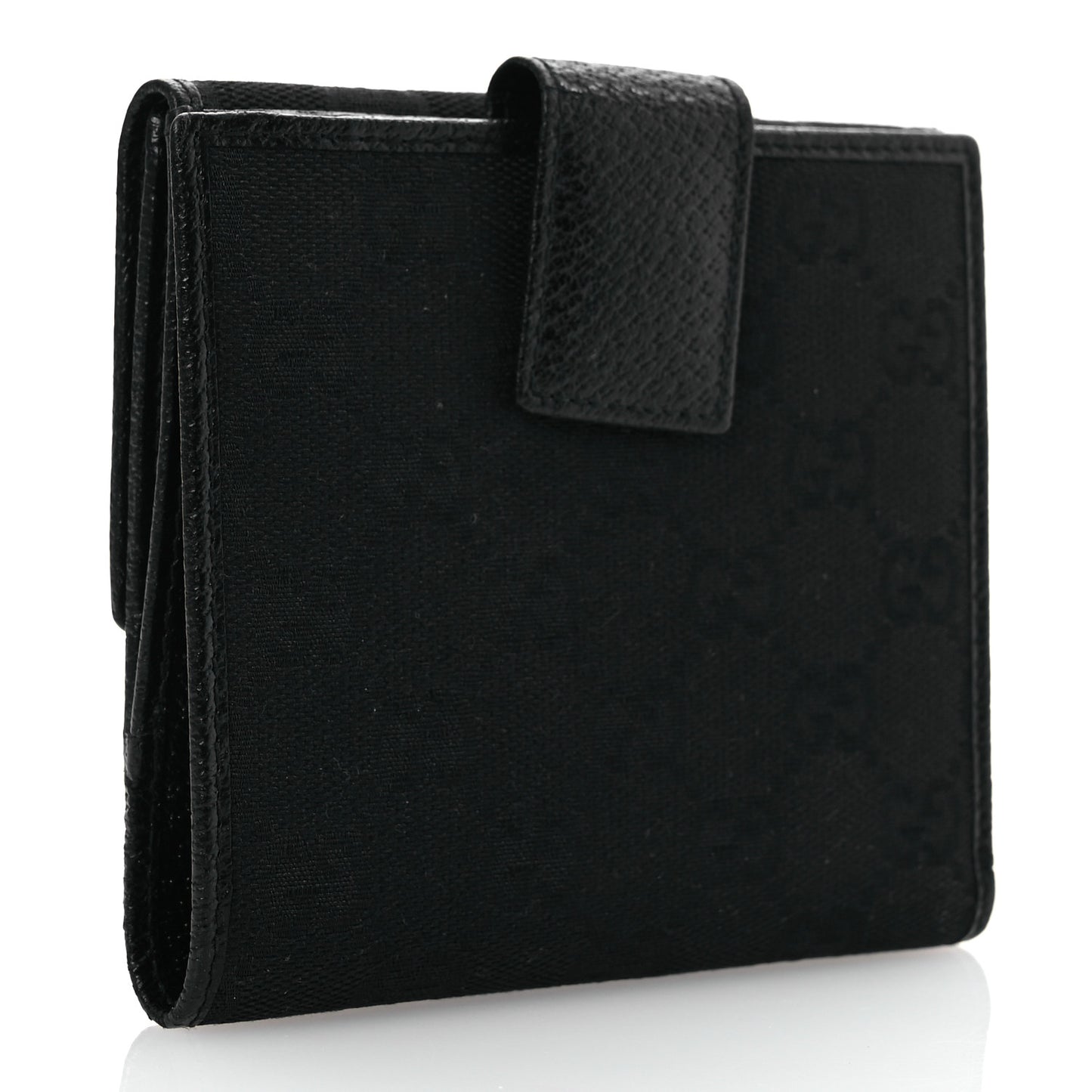 Monogram Textured Calfskin Metal Bar French Flap Wallet Black