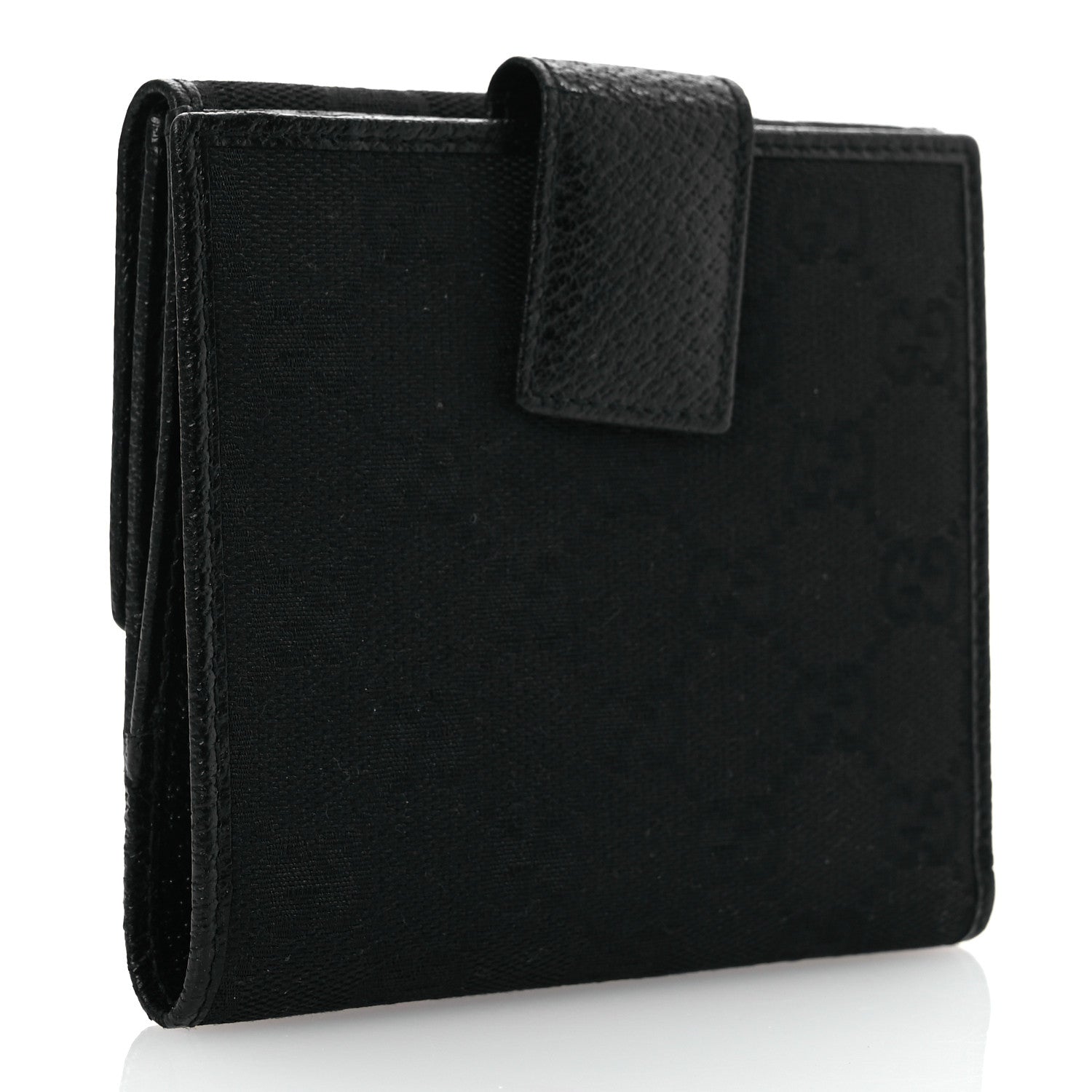 Gucci Monogram Textured Calfskin Metal Bar French Flap Wallet Black 3 of 11