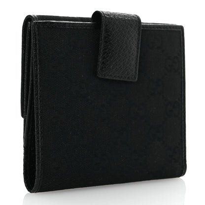 Gucci Monogram Textured Calfskin Metal Bar French Flap Wallet Black 3 of 11