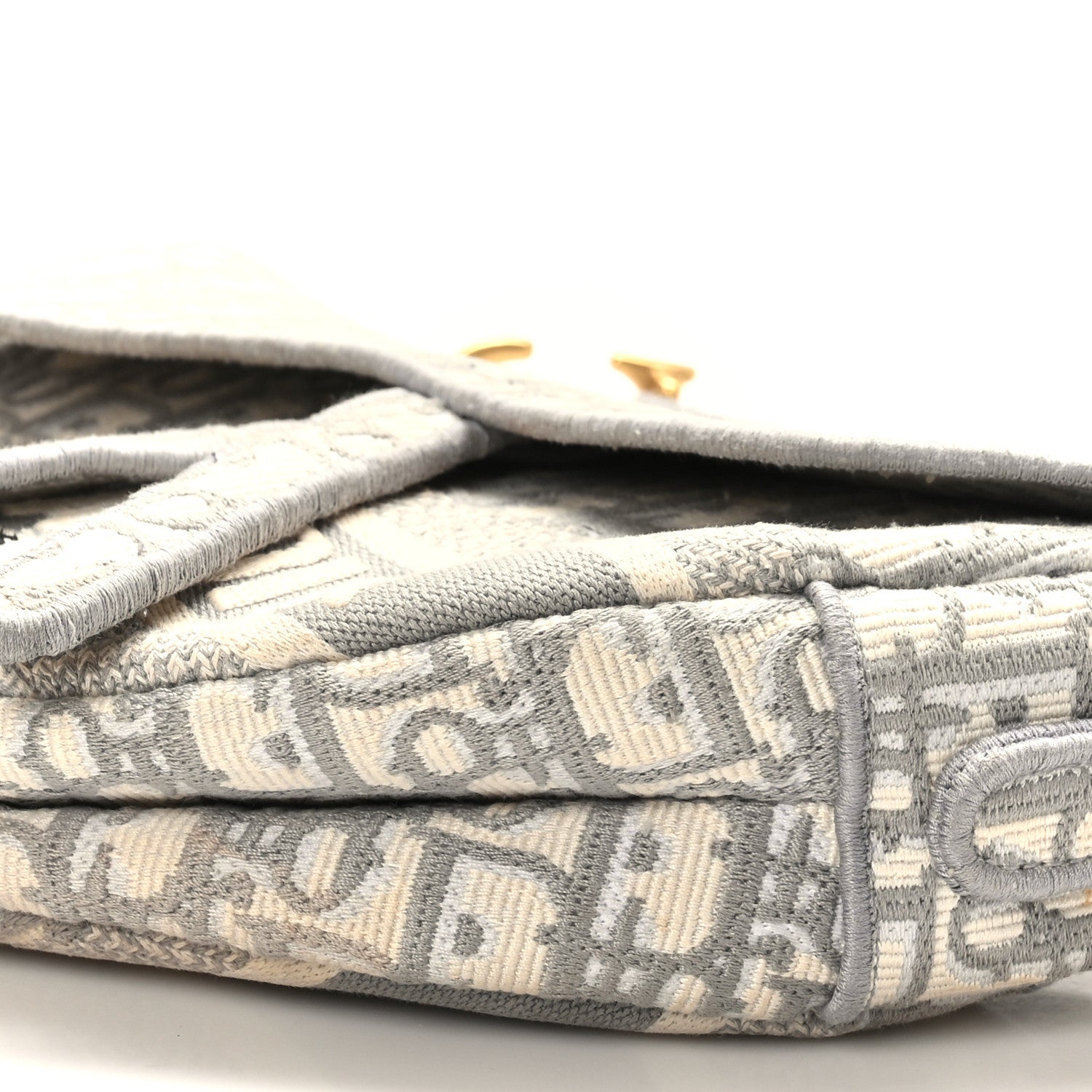 Christian Dior Oblique Embroidered Saddle Bag Gray 9 of 10
