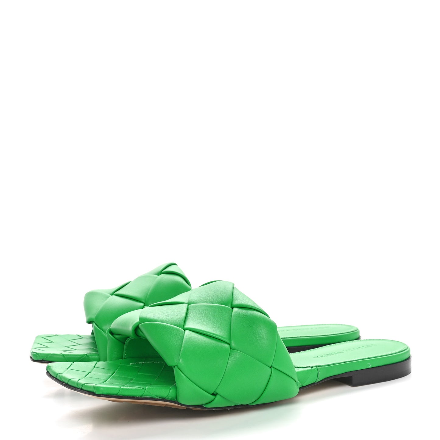 Nappa Maxi Intrecciato Lido Flat Sandals 38.5 Grass