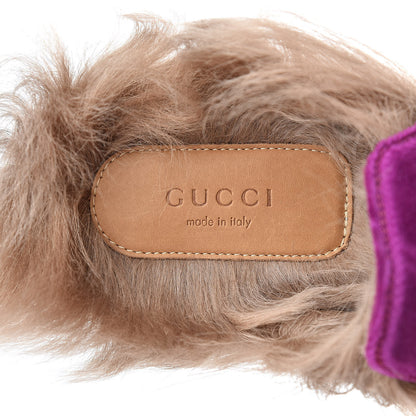 Gucci Velvet Fur Womens Princetown Slippers 37.5 Fucsia Violet Cyclamen Natural 7 of 9