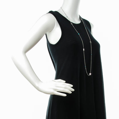 Chanel Turquoise CC Long Chain Necklace Silver 2 of 7