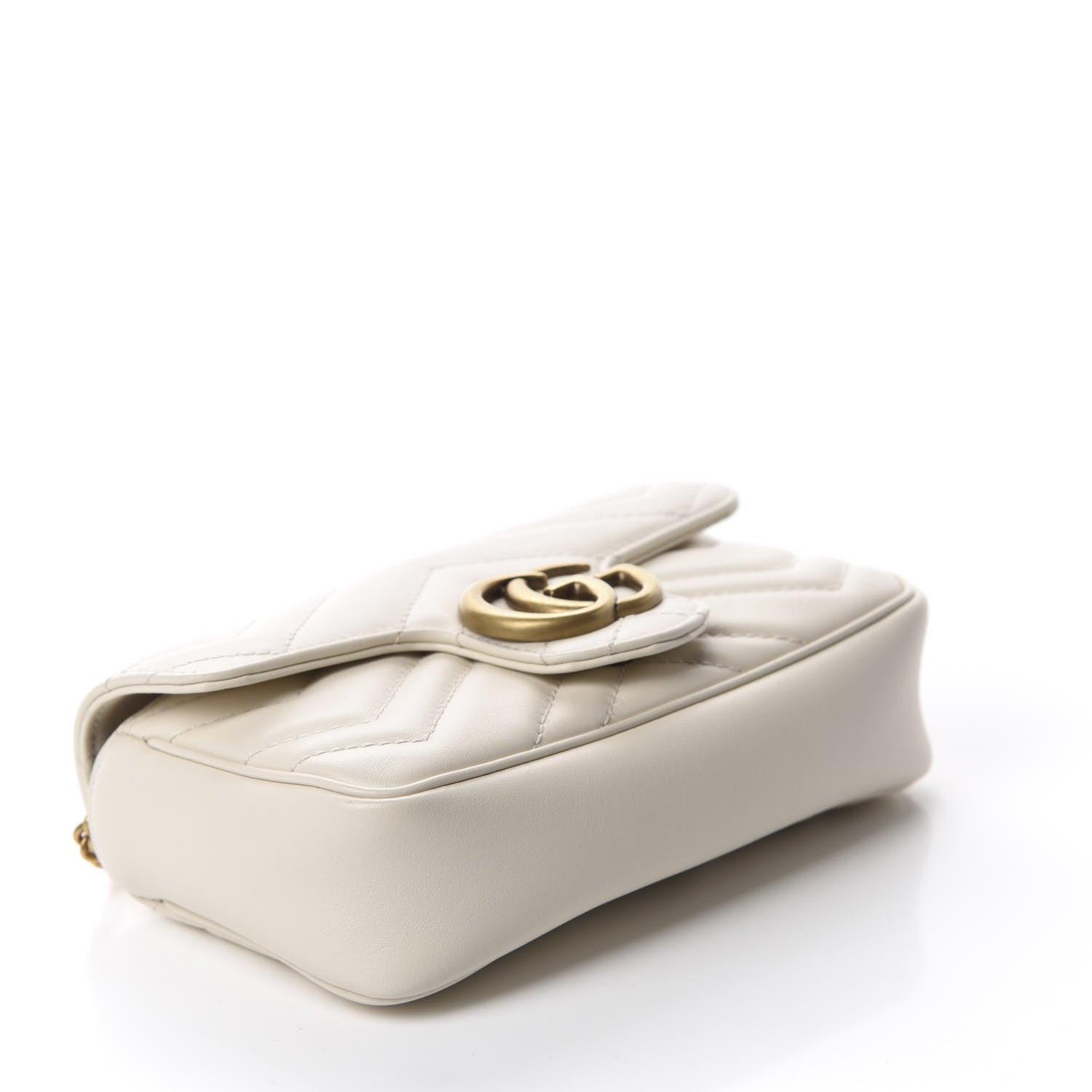 Gucci Calfskin Matelasse Super Mini GG Marmont Shoulder Bag White 4 of 11