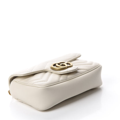 Gucci Calfskin Matelasse Super Mini GG Marmont Shoulder Bag White 4 of 11